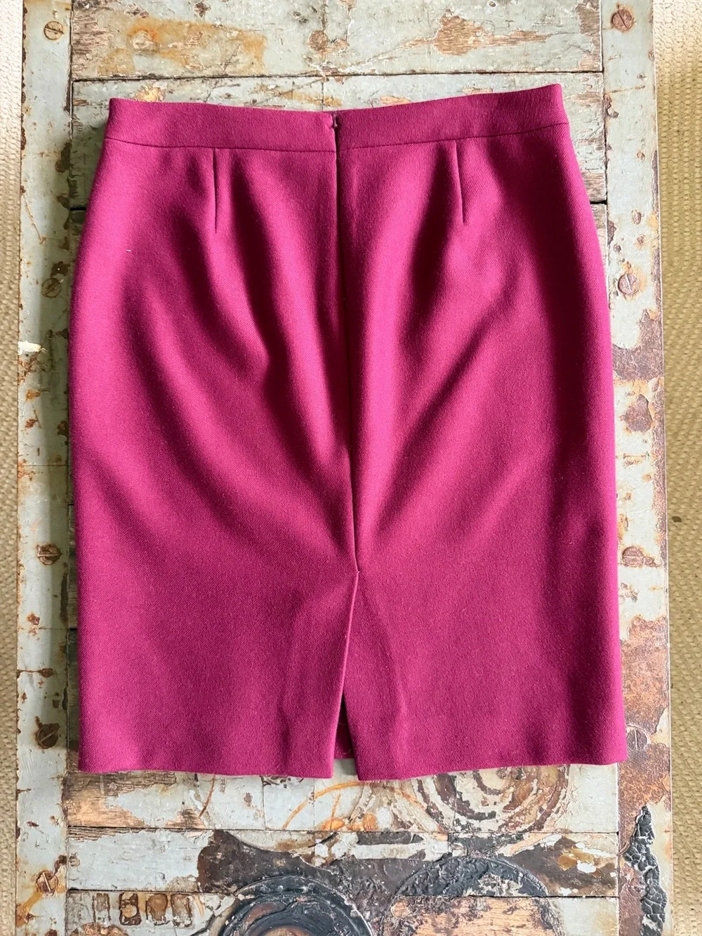 J. Crew Classic Wool #2 Pencil Skirt in Pinot Noir